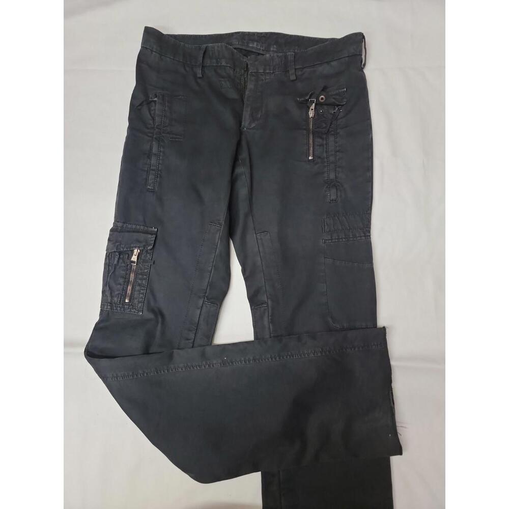 NEIL BARRETT  Authentic Men's Straight Leg Unhemmed Pants Washed Black Sz 46 #P1